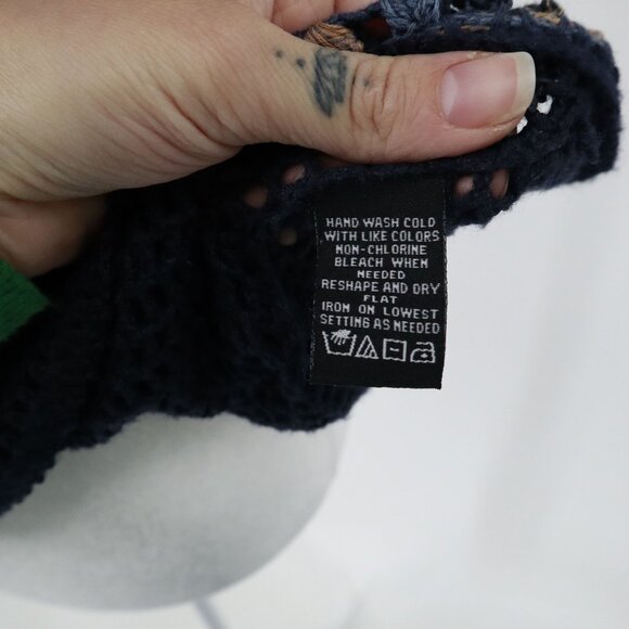 Norton Mcnaughton Open Knit Cardigan Womens M Navy Grannycore Cottagecore Boho - Picture 5 of 16